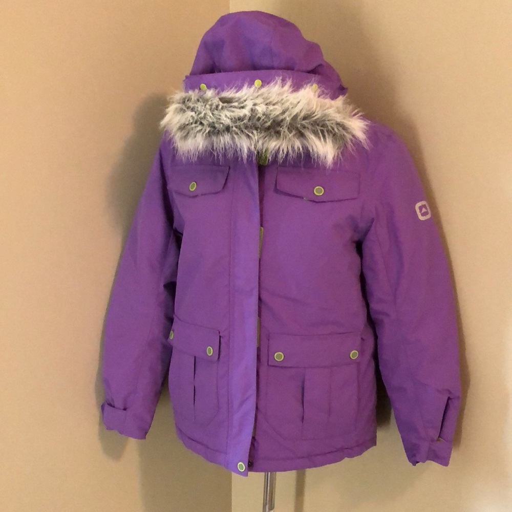Outbound Ski Winter Hooded Jacket Purple with Green Size Large